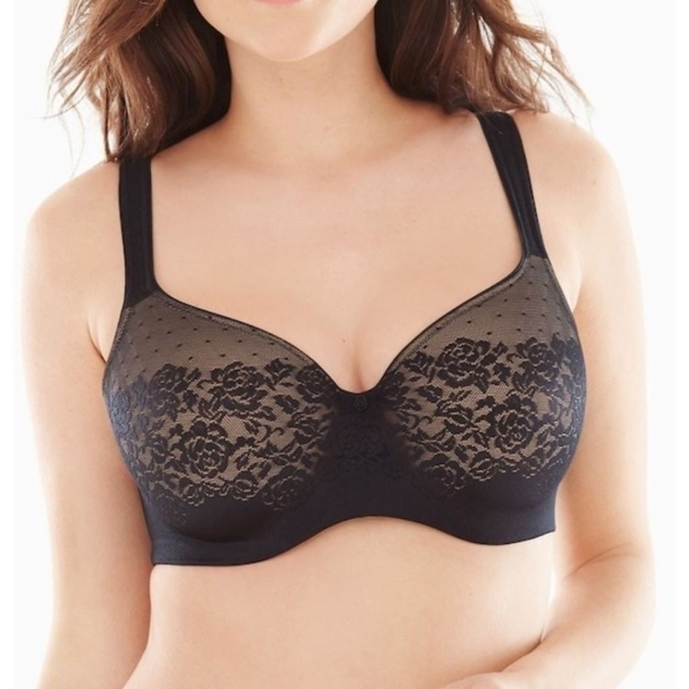 SOMA Stunning Support Balconet Floral Lace Mesh Underwire Bra Black 44F 44DDD